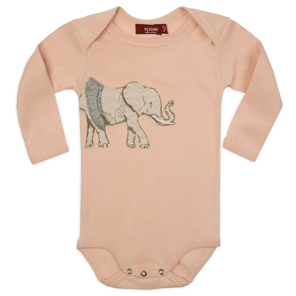 Organic LS Applique One Piece Tutu Elephant