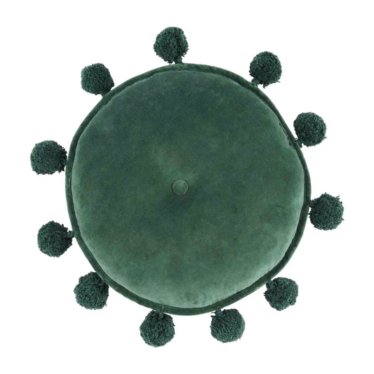 Round Velvet Pom Pillow