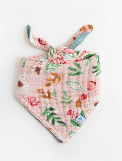 Cotton Muslin Reversible Bandana Bib- Vintage Floral