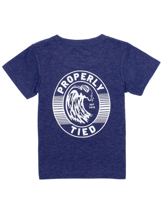 PT Youth Portland Pocket Tee SS - Oval Wave Navy Heather