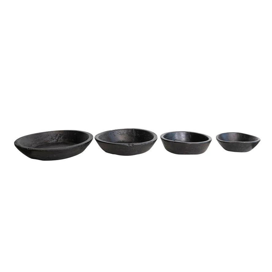 Round Decor Wood Bowls, Black - Assorted Sizes