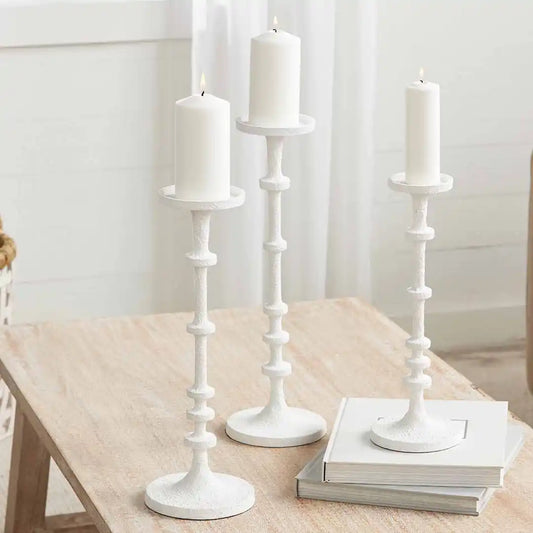 Large White Metal Candlestick